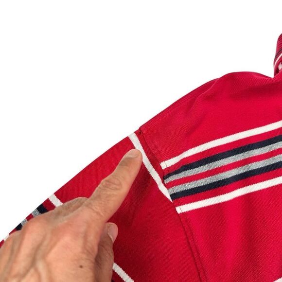 Vintage Mecca Polo Shirt Mens Large Red Striped Short Sleeve Casual 90s Hip Hop - Picture 6 of 7